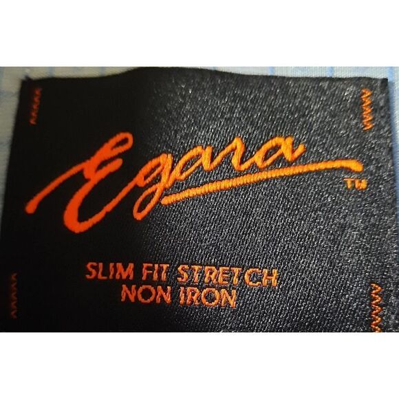 Egara Men's Shirt Size Large White with Black &‎ Blue Slim Fit - Picture 6 of 9